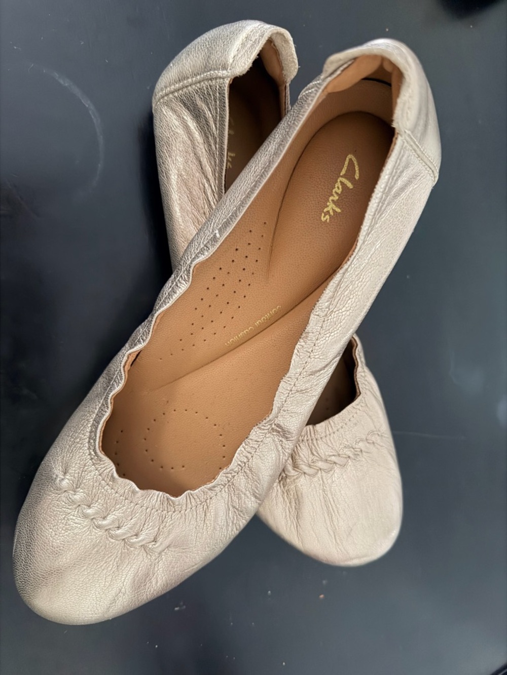 Clarks Women's Leather Ballet Flat - Metallic